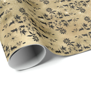 Crawly Spider Floral Halloween Pattern Wrapping Paper