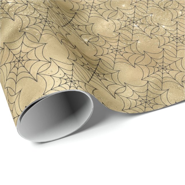 Crawly Spider Web Halloween Pattern Wrapping Paper (Roll Corner)