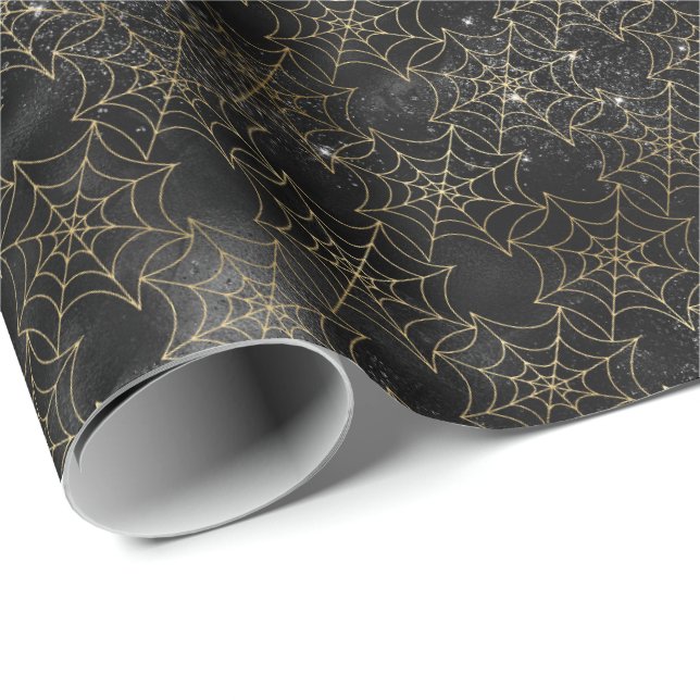 Crawly Spider Web Halloween Pattern Wrapping Paper (Roll Corner)