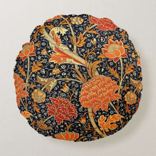 Cray a William Morris vintage pattern Round Pillow