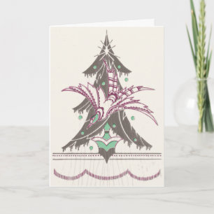 Cray Cray Deco Christmas Tree Bird Holiday Card