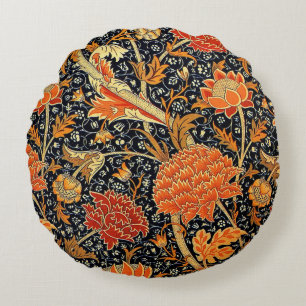 Cray, famous pattern by William Morris Round Pillow