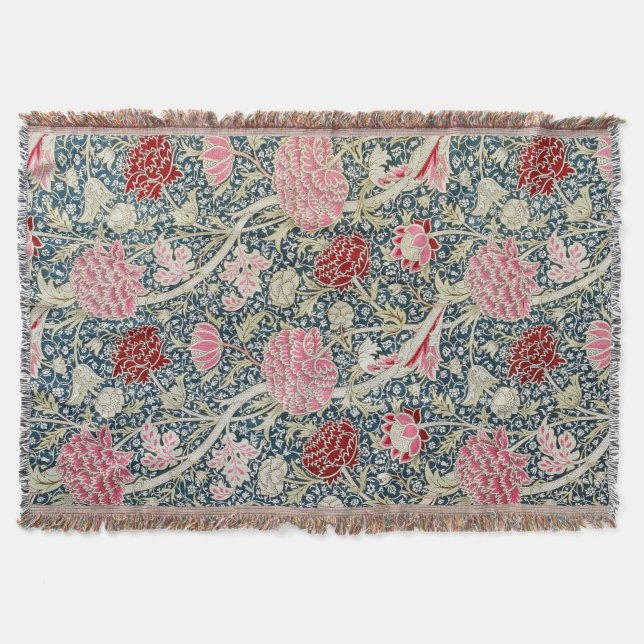 Cray Pattern (by William Morris) Throw Blanket (Front)