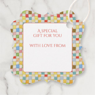 CRAY QUILT Fancy Square Gift Tags / White