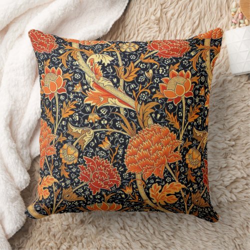 Cray William Morris design Throw Pillow
