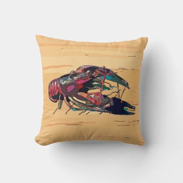 Crayfish Crawfish Wood Look Sign Throw Pillow (Front)