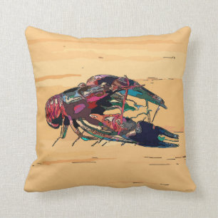 Crayfish Crawfish Wood Look Sign Throw Pillow