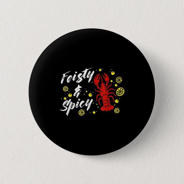 Crayfish Feisty And Scy Lemons Crawfish Women Men  Button (Front)