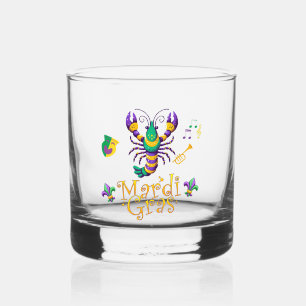 Crayfish Fleur de lis Mardi Gras  Whiskey Glass