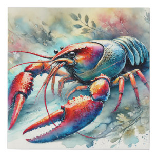 Crayfish in Nature Watercolor 041024AREF113 - Wate Faux Canvas Print
