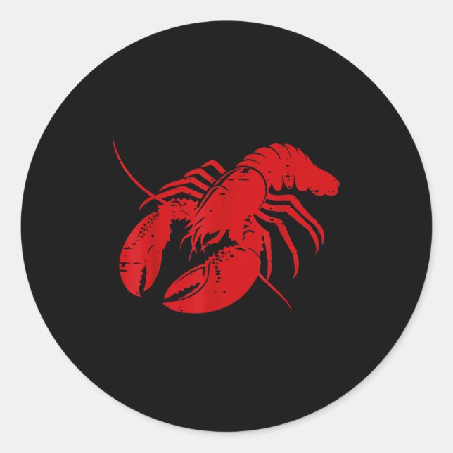 Crayfish Lobster Red Silhouette Crawfish Men Women Classic Round Sticker (Front)