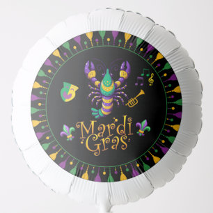 Crayfish/trumpet/mask/fleur de lis Mardi Gras Balloon