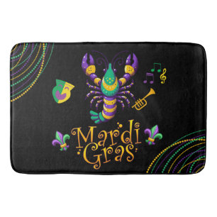 Crayfish/trumpet/mask/fleur de lis Mardi Gras Bath Mat