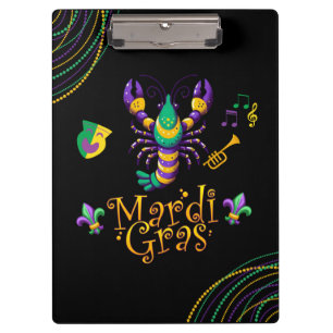 Crayfish/trumpet/mask/fleur de lis Mardi Gras Clipboard