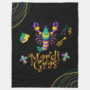 Crayfish/trumpet/mask/fleur de lis Mardi Gras  Fleece Blanket