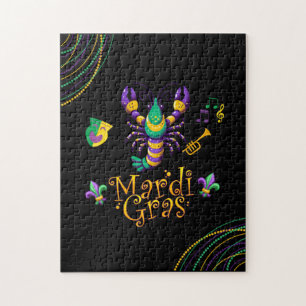 Crayfish/trumpet/mask/fleur de lis Mardi Gras Jigsaw Puzzle
