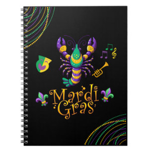 Crayfish/trumpet/mask/fleur de lis Mardi Gras Notebook