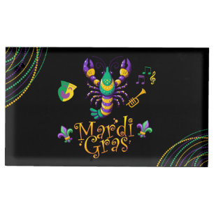 Crayfish/trumpet/mask/fleur de lis Mardi Gras  Place Card Holder