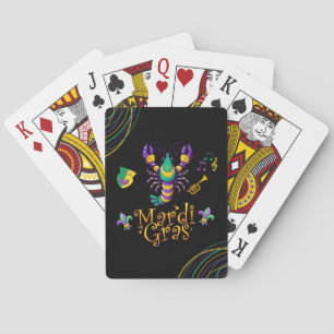 Crayfish/trumpet/mask/fleur de lis Mardi Gras Poker Cards