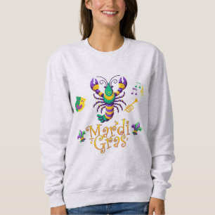 Crayfish/trumpet/mask/fleur de lis Mardi Gras Sweatshirt