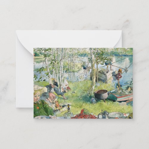 Crayfishing 1895 by Carl Larsson Note Card