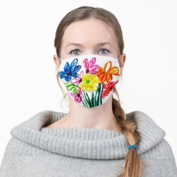 Crayola Flowers Adult Cloth Face Mask by FuzzyCozy at Zazzle