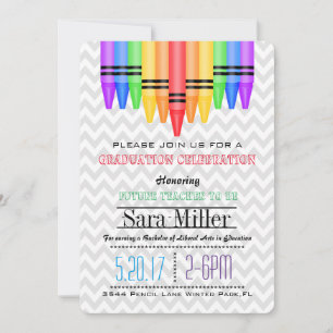 Crayola Rainbow Teacher Graduation Invitation