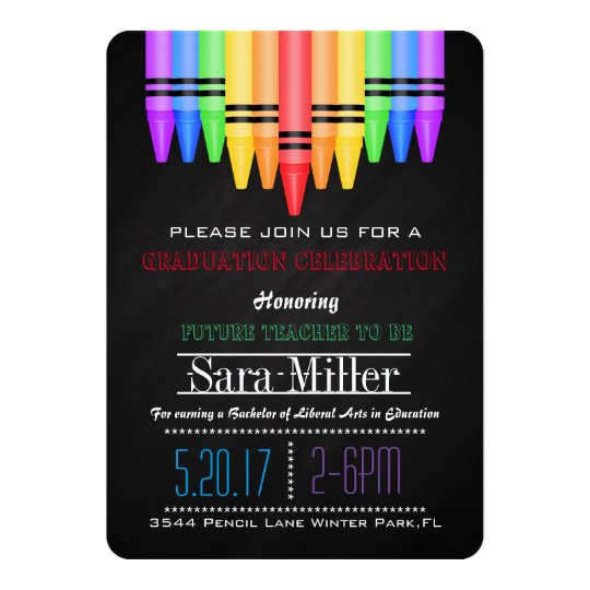 Crayola Rainbow Teacher Graduation Invitation | Zazzle.com