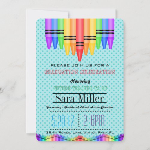 Crayola Rainbow Teacher Graduation Invitation