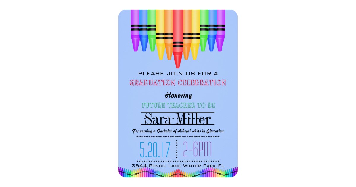 Crayola Rainbow Teacher Graduation Invitation | Zazzle.com