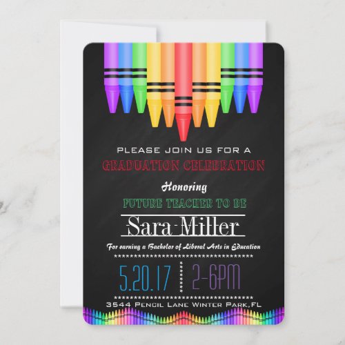 Crayola Rainbow Teacher Graduation Invitation