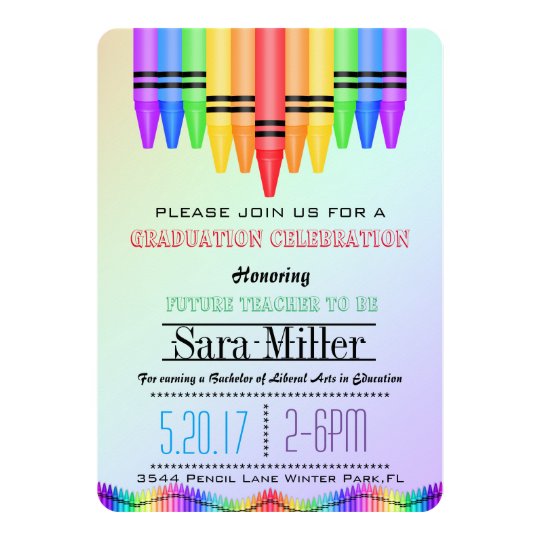 Crayola Rainbow Teacher Graduation Invitation | Zazzle.com