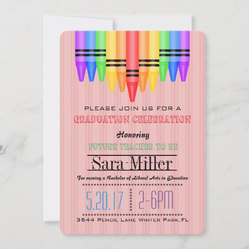 Crayola Rainbow Teacher Graduation Invitation