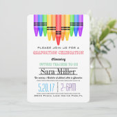 Crayola Rainbow Teacher Graduation Invitation (Standing Front)