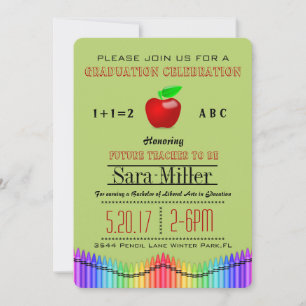 Crayon & Apple Teacher Graduation Invitation