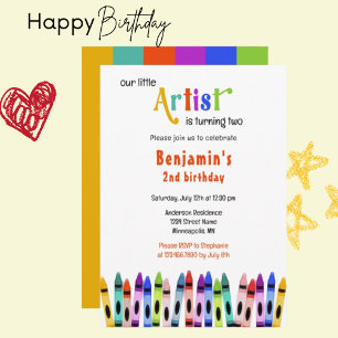 Crayon artist is turning 2 - Any Child's Birthday Invitation