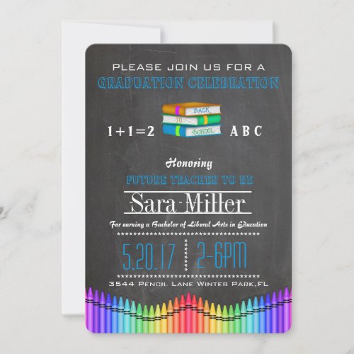 Crayon  Books Teacher Graduation Invitation