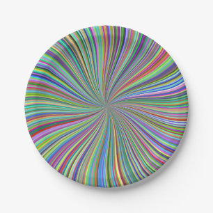 Crayon Box of Colors Spiral Optical Art Paper Plates