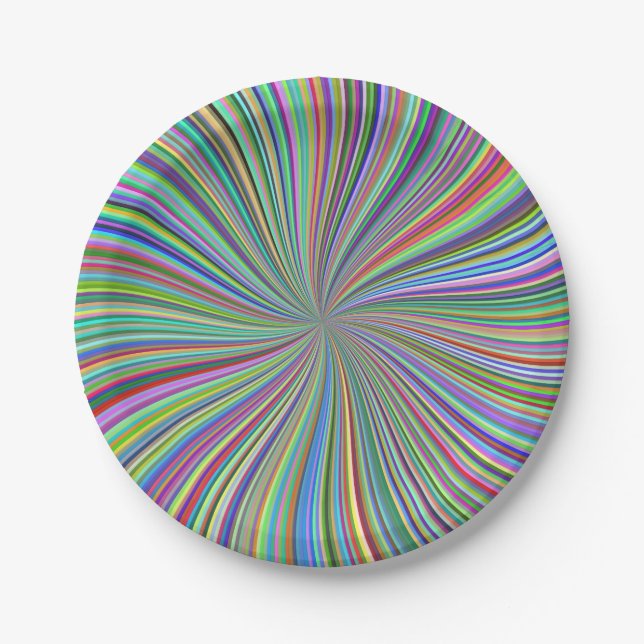 Crayon Box of Colors Spiral Optical Art Paper Plates (Front)
