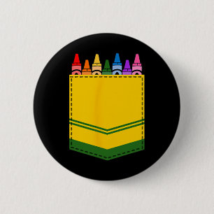 Crayon Box Pocket Teacher Gift Costume  Button