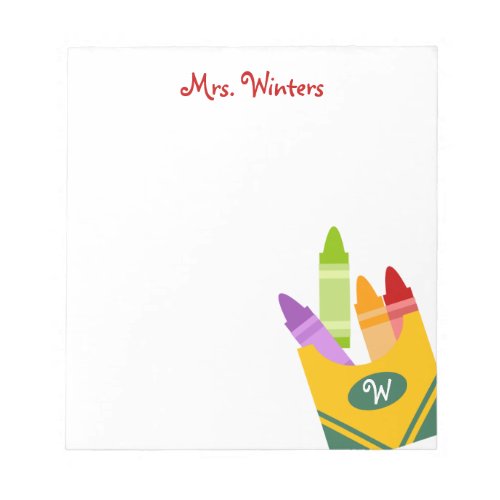 Crayon Box Teacher Personalized Notepad
