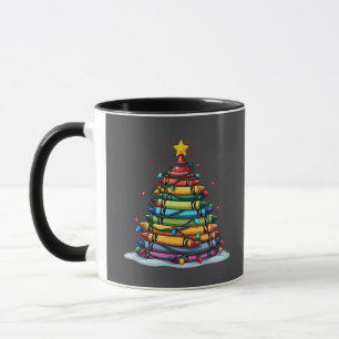 Crayon Christmas Tree Teacher Student Xmas Mug