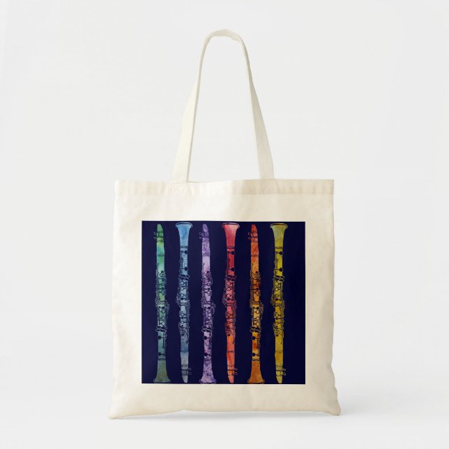Crayon Clarinets on Navy Tote Bag (Front)