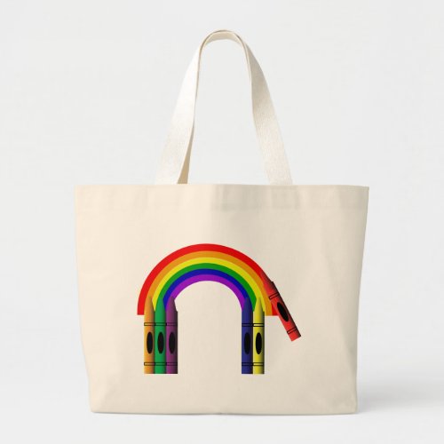 Crayon Color a Rainbow Kids Jumbo Tote Bag