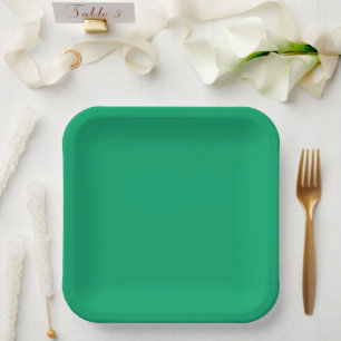Crayon Color Green Square Paper Plate