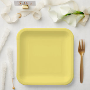 Crayon Color Yellow Square Paper Plate