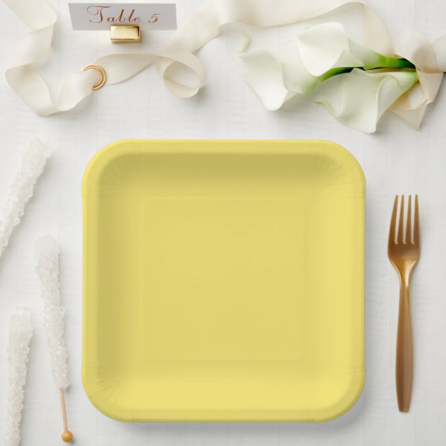 Crayon Color Yellow Square Paper Plate (Wedding)
