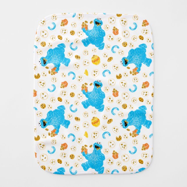 Crayon Cookie Monster Cookie Pattern Baby Burp Cloth (Front)