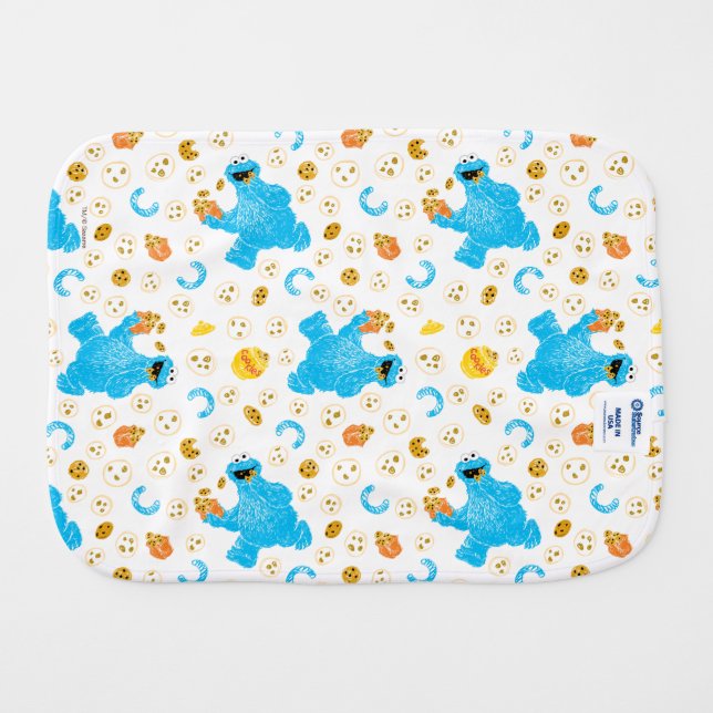 Crayon Cookie Monster Cookie Pattern Baby Burp Cloth | Zazzle
