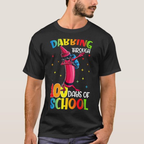 Crayon Dabbing Through 100 Days Of School Colorful T_Shirt